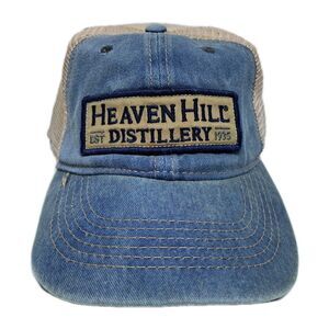 Heaven Hill Distillery Snapback Baseball Hat Cap Trucker Mesh Distressed Denim